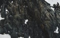 Cliffs and rocks of snow peaks in Chamonix