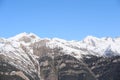 Mountains covered with snow and overgrown with spruce - The Principality of Andorra, Pyrenees, Europe. Royalty Free Stock Photo