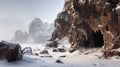 Winter Cave: Vray Tracing And Hyper-realistic Techniques In A Muted Colorscape