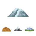 Mountains in the desert, a snowy peak, an island with a glacier, a snow-capped mountain. Different mountains set