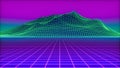 Mountains in a digital grid world 3d rendering