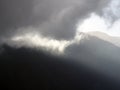 Mountains with dramatic storm clouds with shadows in tenerife Royalty Free Stock Photo