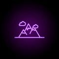 the mountains dusk style icon. Elements of Summer holiday & Travel in neon style icons. Simple icon for websites, web design,