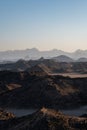 Mountains in Egypt. Mountain landscape. Mountains in the desert. Long shadows at sunset. Royalty Free Stock Photo