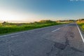 mountains and empty road, landscape at sunrise Royalty Free Stock Photo