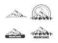 Mountains engraving style vector illustration