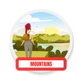 Mountains flat color vector badge