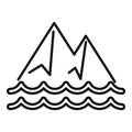 Mountains floods icon outline vector. Ice melting