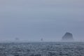 Mountains in fog, Antarctic landscape