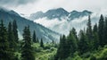 Serene Mountain Forest With Rain Clouds - Nature-inspired Imagery Royalty Free Stock Photo