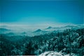 Mountains with forest in fog , Black hills national forest , SD , USA