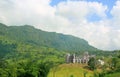 Mountains forest with under construction castle Royalty Free Stock Photo