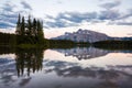 Mountains and forests reflected in Two Jack Lake Royalty Free Stock Photo