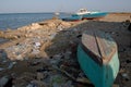 Mountains of garbage on the beach away from the resort towns of Egypt Royalty Free Stock Photo