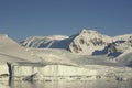 Mountains and glaciers of the coast of Antarctica and icebergs i