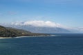 Mountains of Golo island shrouded in clouds! Royalty Free Stock Photo