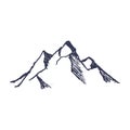 Mountains. Hand drawn rocky peaks mounstain. Vector