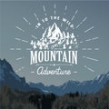 Mountains handdrawn sketch emblem. outdoor camping and hiking activity, Extreme sports, outdoor adventure symbol, vector