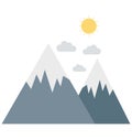 Mountains, Hills Color Isolated Vector Icon