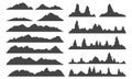 Mountains and hills silhouette. Abstract uneven horizon shapes.