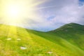 Mountains hills and sunbeams Royalty Free Stock Photo