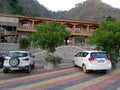 Mountains, Hills, Tress, car, Hotel, evening, cold, peace, luxury