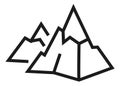 Mountains icon. High peaks in linear style. Mountaineering logo