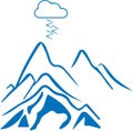 Mountains icon, Hill icon, Enormity blue vectors icon.