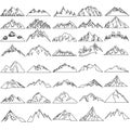 Mountains icon vector set. hike, travel illustration sign collection. camping symbol. Royalty Free Stock Photo