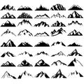 Mountains icon vector set. hike, travel illustration sign collection. camping symbol. Royalty Free Stock Photo