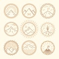 Mountains icons logotypes monogram linear style