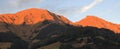 Mountains illuminated by a red sunset. Hohe Tauern National Park - Rauris.