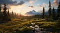 Photorealistic Wilderness Landscape: Vray Tracing With Richly Colored Skies