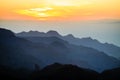 Mountains inspirational sunset landscape, islands and ocean Royalty Free Stock Photo