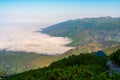 Mountains with Inversion at sunrise as seen From Krivan Peak in High Tatras, Slovakia Royalty Free Stock Photo