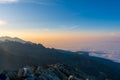 Mountains with Inversion at sunrise as seen From Krivan Peak in High Tatras, Slovakia Royalty Free Stock Photo