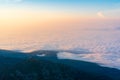 Mountains with Inversion at sunrise as seen From Krivan Peak in High Tatras, Slovakia Royalty Free Stock Photo