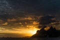 Mountains and Ipanema beach in Rio de Janeiro from Praia do Arpoador.