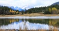 Mountains and Lake of Bowman Valley Provincial Park, Canada Royalty Free Stock Photo