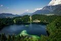 Mountains and lake panorama in Bavarian Alpes near Oberstdorf, Germany.