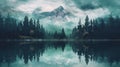 Serene Forest Lake With Snow-capped Mountains - Landscape Wallpaper