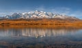 Mountains lake snow reflection forest autumn Royalty Free Stock Photo