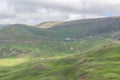 mountains lakes cloudy sky waterfall green