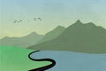 The Mountains And Lakes, Illustration, Vector Royalty Free Stock Photo