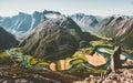 Mountains Landscape aerial view valley and river