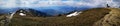 Panoramic mountains landscape in early spring - panoramic view