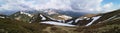 Panoramic mountains landscape in early spring - panoramic view