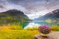 Mountains landscape, fjord and rest place, Norway Royalty Free Stock Photo