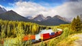 Mountains Landscape, Long Train, Banff National Park, Canada Royalty Free Stock Photo