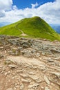 Mountains landscape. Rocky trail by Bieszczady National Park. Royalty Free Stock Photo